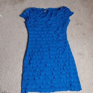 Blue Ruffled Bodycon Dress